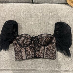 House of CB Black Lace Bustier Top